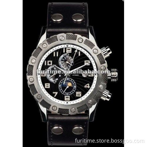 Men chronograph automatic watch leather watch band wrist watch marketing plan new product